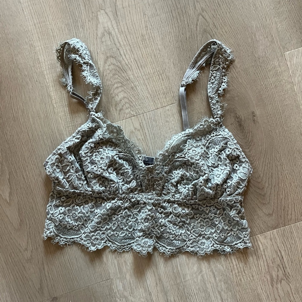 Aerie Lace Bralette in Grey S